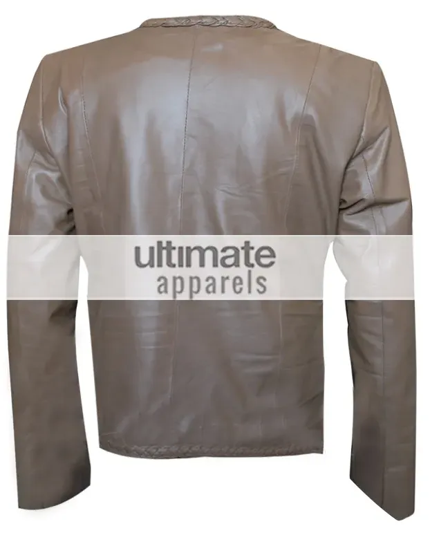 Women Slim-Fit Stylish Biker Grey Leather Jacket