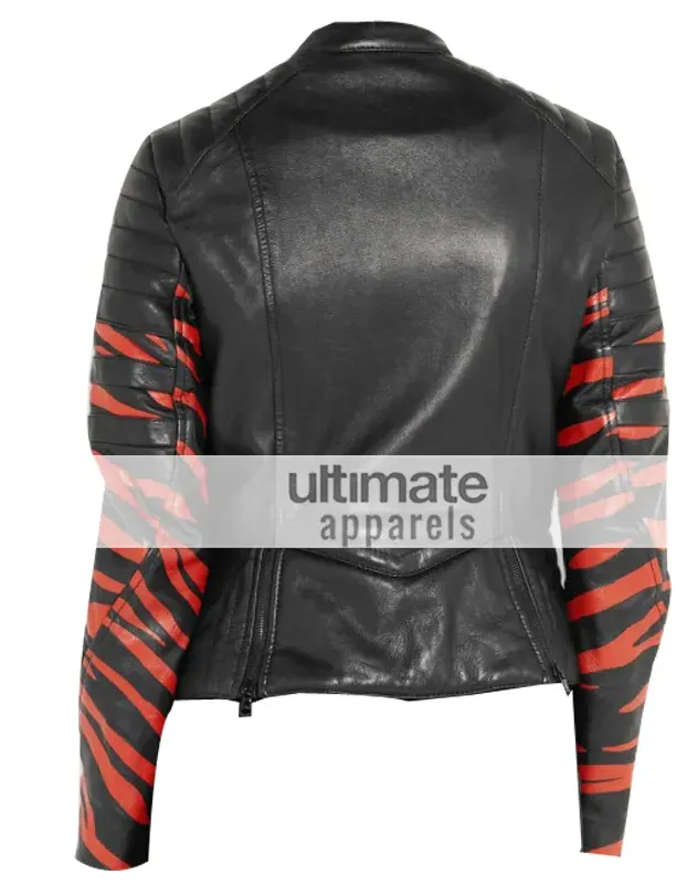 3.1 Phillip Lim Tiger Print Black Leather Biker Jacket