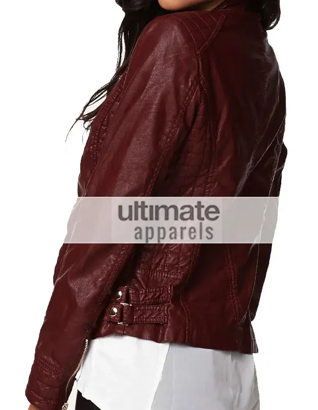 Ladies Burgundy Forever 21 Quilted Bomber Biker Jacket Ladies Burgundy Forever 21 Quilted Bomber Biker Jacket