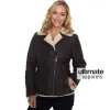 Women Shearling Winter Flying Fur Black Jacket