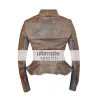 Rick Owens Style Women's Distressed Brown Motorcycle Jacket