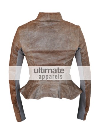 Rick Owens Style Women's Distressed Brown Motorcycle Jacket