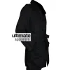 Women's Double Breasted Belted Mac Style Black Jacket Women's Double Breasted Belted Mac Style Black Jacket