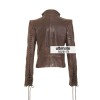 Women's Vintage Style Lace Up Brown Leather Jacket Women's Vintage Style Lace Up Brown Leather Jacket