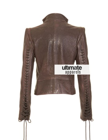 Women's Vintage Style Lace Up Brown Leather Jacket Women's Vintage Style Lace Up Brown Leather Jacket