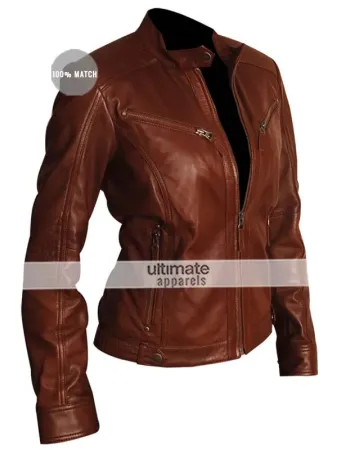 Designers Female Brown Motorcycle Leather Jacket