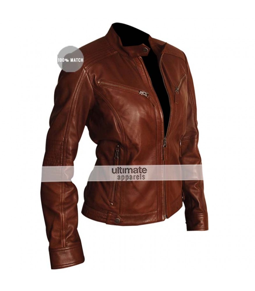 Designers Female Brown Motorcycle Leather Jacket