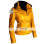 Female Yellow Leather Jacket With Fur Collar