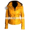 Female Yellow Leather Jacket With Fur Collar Female Yellow Leather Jacket With Fur Collar