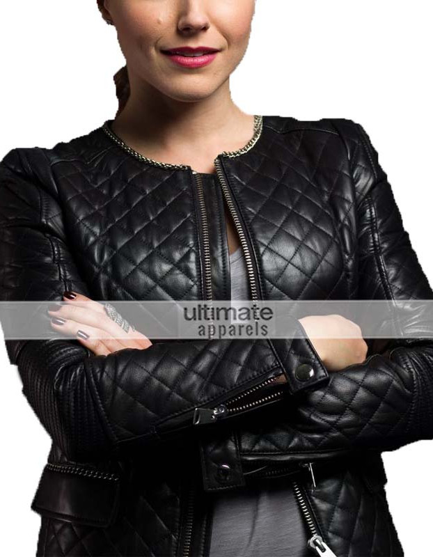 Sophia Bush Stylish Quilted Black Leather Jacket