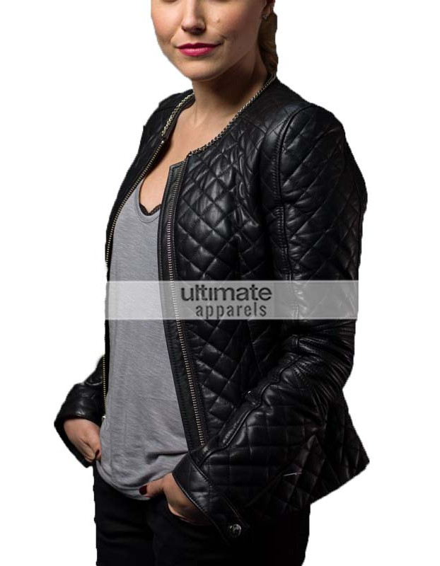 Sophia Bush Stylish Quilted Black Leather Jacket