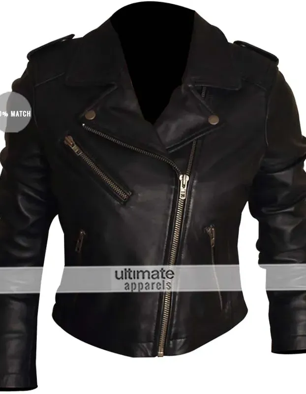 Designers Female Short Black Casual Biker Jacket