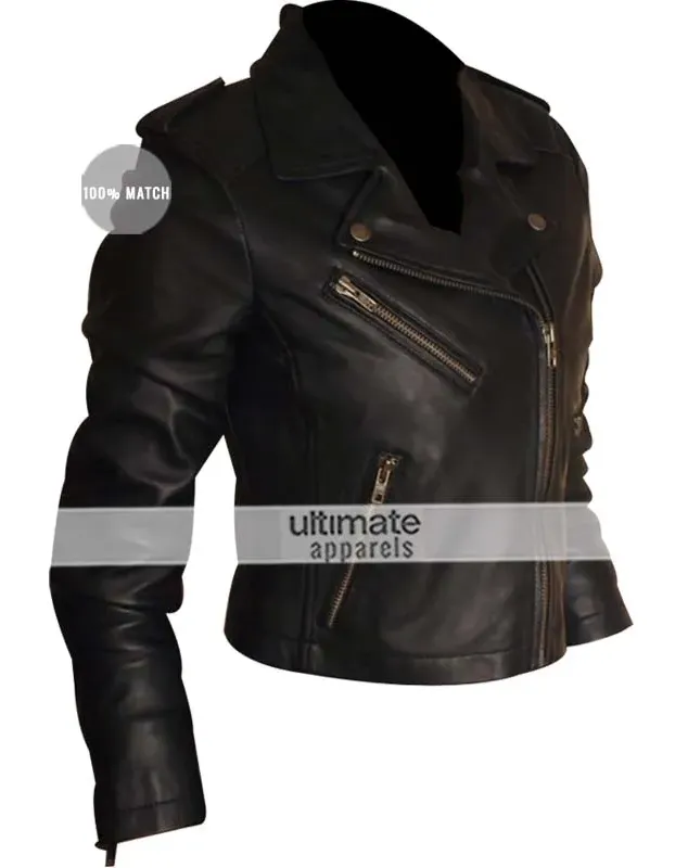 Designers Female Short Black Casual Biker Jacket