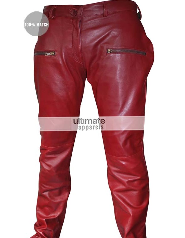 Kylie Jenner Burgundy Maroon Women Leather Pants Kylie Jenner Burgundy Maroon Women Leather Pants