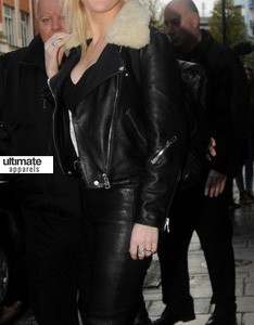 Ellie Goulding Black Jacket Clothing With Fur Collar