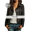 Kate Hudson Black Quilted Biker Leather Jacket