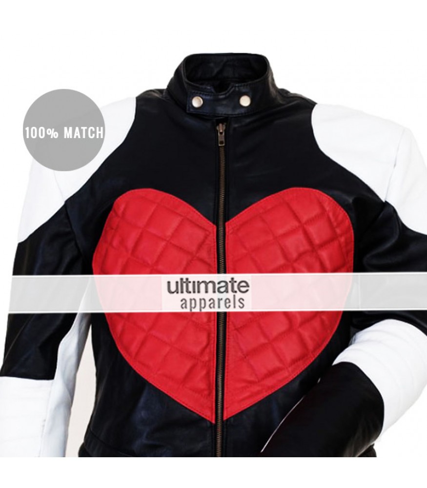 Kylie Minogue Red Heart Timebomb White Motorcycle Jacket
