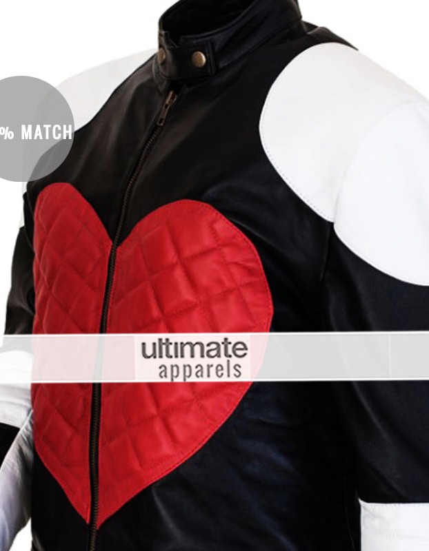 Kylie Minogue Red Heart Timebomb Black & White Motorcycle Jacket Kylie Minogue Red Heart Timebomb Black & White Motorcycle Jacket