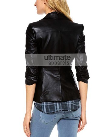 Ladies Elizabeth and James Black Leather Blazer Ladies Elizabeth and James Black Leather Blazer