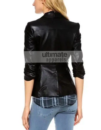 Ladies Elizabeth and James Black Leather Blazer Ladies Elizabeth and James Black Leather Blazer