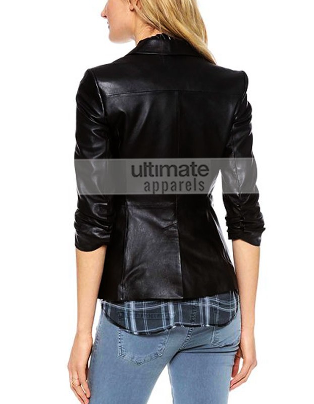 Ladies Elizabeth and James Black Leather Blazer Ladies Elizabeth and James Black Leather Blazer