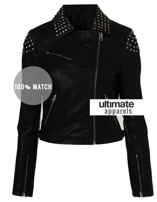 WWE Paige NXT Black Studded Black Biker Ladies Jacket