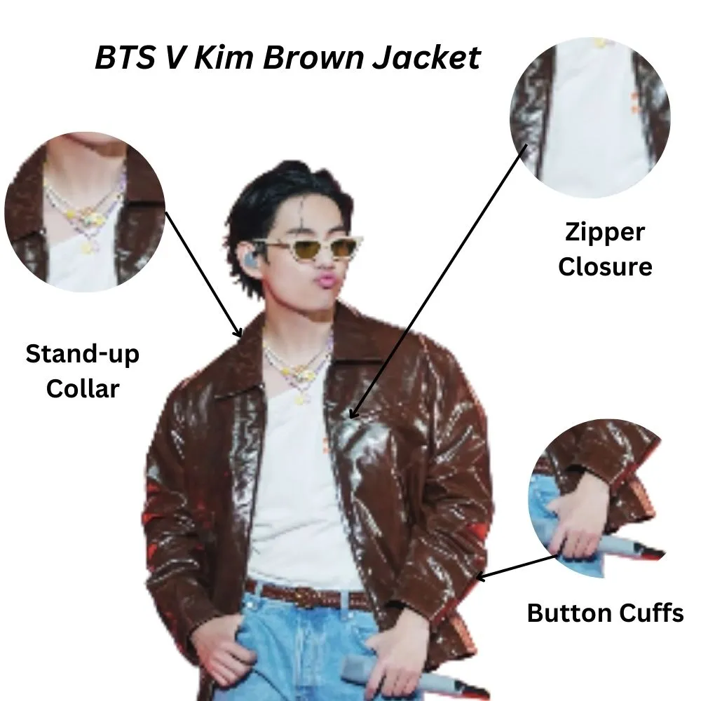 BTS Kim Taehyung Brown Leather Jacket | BTS V Brown Leather Jacket